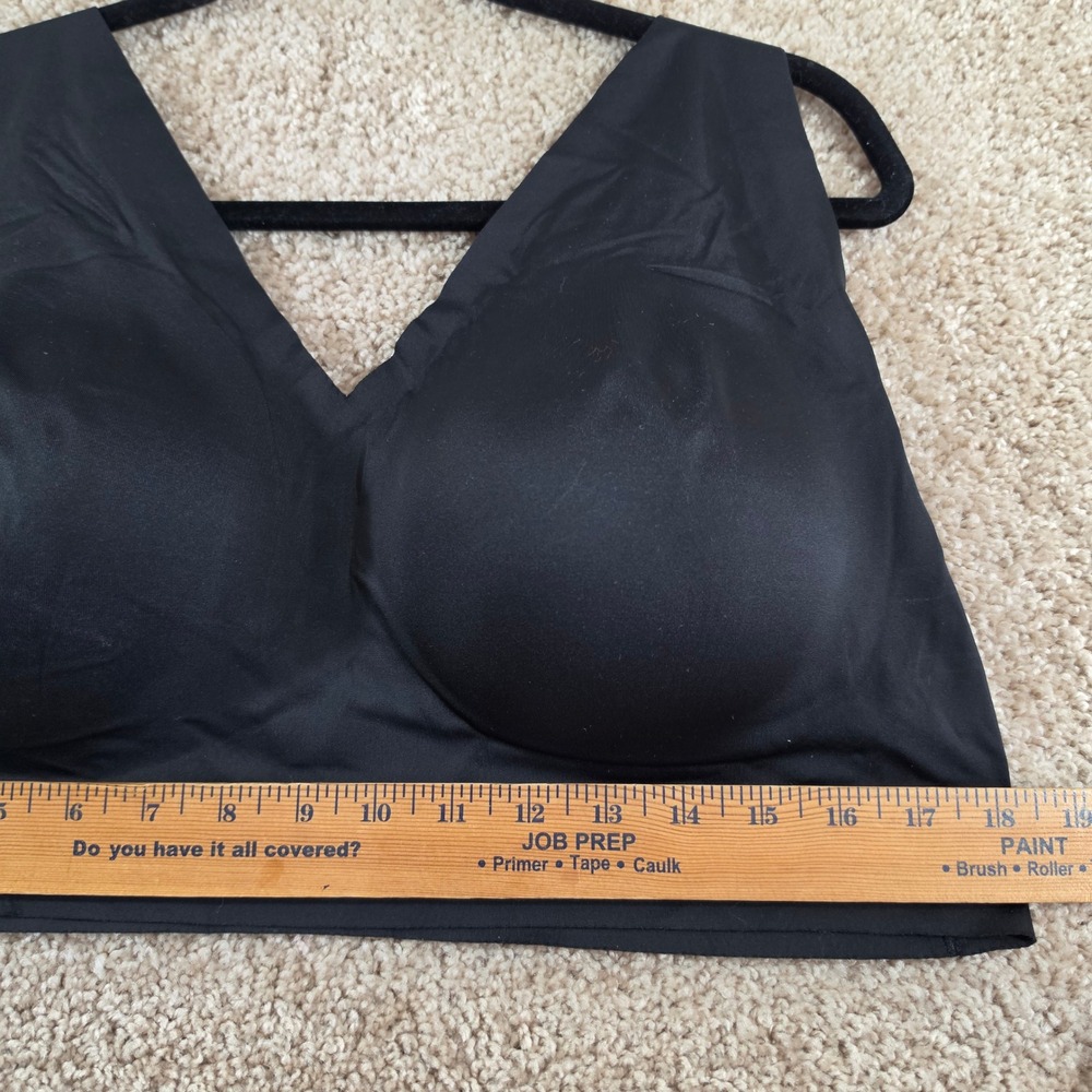 Truekind Bralette Everyday Comfort V-Neck Black Seamless Wireless Plus Size 3XL - Picture 5 of 5